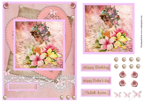 Vintage Girl greeting card