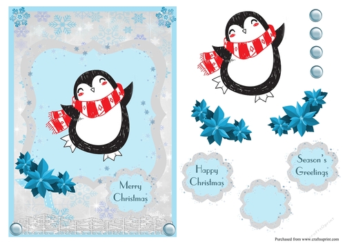 Merry Christmas with penguin card