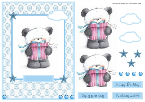 Happy birthday greeting card with panda