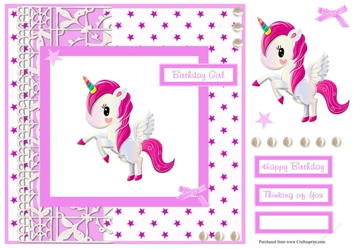Unicorn birthday greeting card