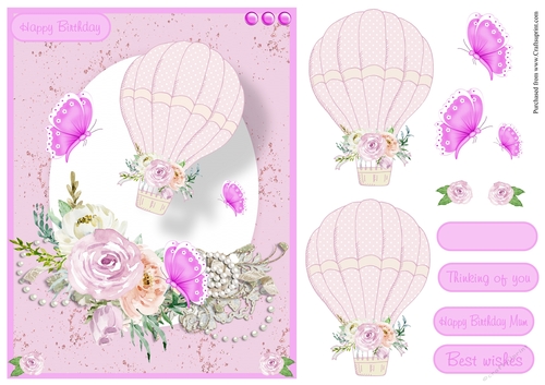 Hot air balloon birthday greeting card