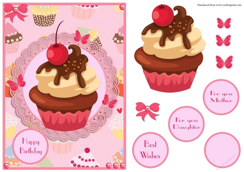 Cupcake birthday greeting card