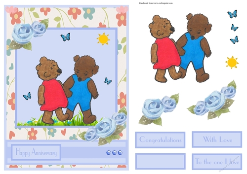 Anniversary or Love anniversary greeting card with bears couple