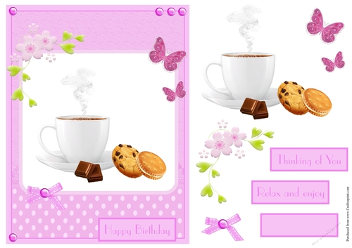 Birthday greeting card with cup of tea