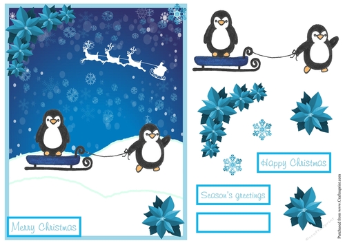 Christmas greetings card with Penguins