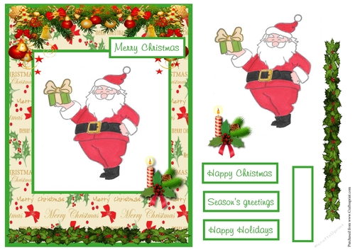 Santa Claus and gift greeting card
