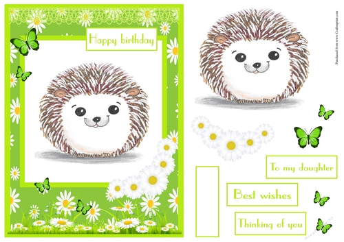 Cute hedgehog birthday greeting card