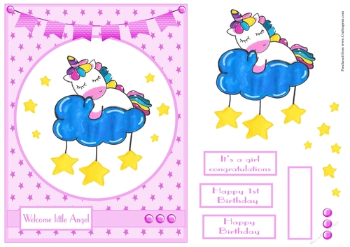 Welcome little girl with unicorn image