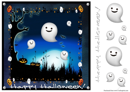 Halloween greeting card with ghosts