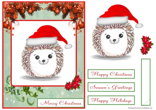 Hedgehog Christmas greeting card