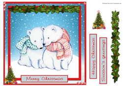 Christmas greeting card with Polar bears