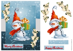 Christmas greeting card with snowman