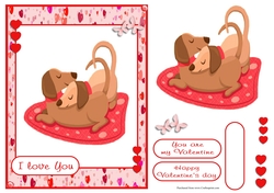 Valentines day and romance greeting card with dogs