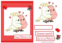 Valentines day greeting card with birds couple