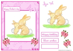 Mothers day greeting card with sweet bunnies