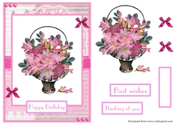 Birthday greeting card with Lilium flowers