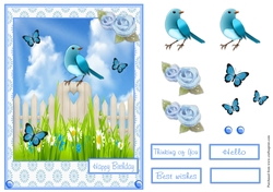 Blue bird on the fence greeting card