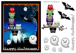 Halloween owls greeting card