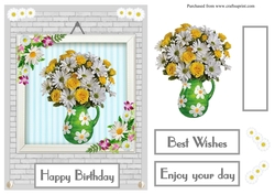 Roses and daisies birthday greeting card