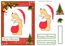 Christmas greeting card with a cute bear 