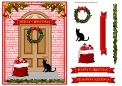 Black cat Christmas greeting card