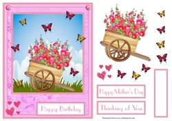 Flowers and butterflies birthday greeting card, also for Mothers Day