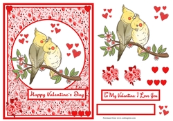 Parrots Valentines Day greeting card