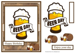 Male birthday greeting card with glass beer