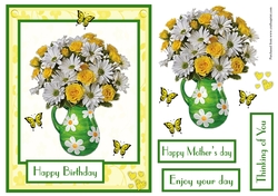 Daisies and roses greeting card for a birthday or Mothers day