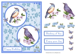 Blue birds and butterflies greeting card