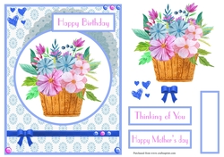 Pink and blue wildflowers birthday card