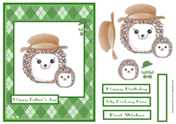 Fathers day greeting card with cute hedgehogs image