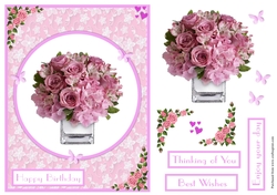 Pink roses and flowers greeting card