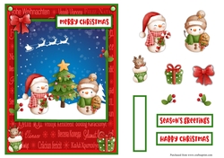 Snowmen and Santa Claus Christmas greeting card