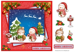 Square Christmas greeting card with snowmen