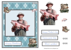 Fisherman birthday greeting card also for Fathers day