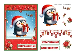 Christmas penguin greeting card