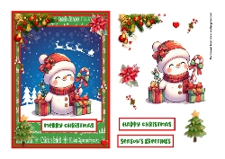 Christmas greeting card with a lovely snowman