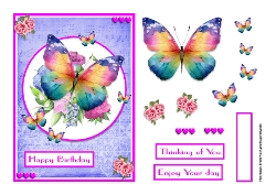 Butterflies on flowers greeting card