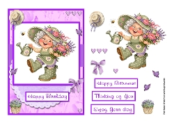 Grandma with flowers and giant boots