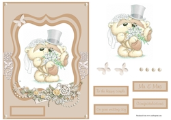 Wedding greeting card with Fizzy Moon couple