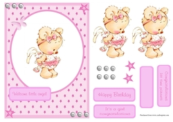 Baby girl greeting card, for a new baby born and a baby birthday