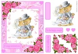 Wedding greeting card with cute bears