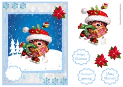 Christmas greeting card with hedgehog