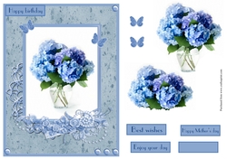 Hydrangea flowers birthday greeting card