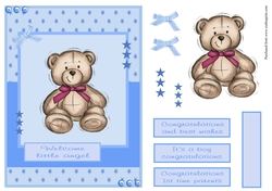 New baby boy greeting card with bear