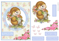 Birthday greeting card with cute hedgehog