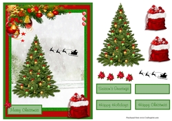 Merry Christmas greeting card with tree and Santa