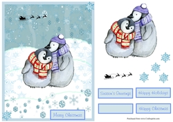 Christmas greeting card with cute Penguins