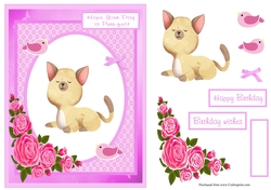 Birthday greeting card with cute cat image